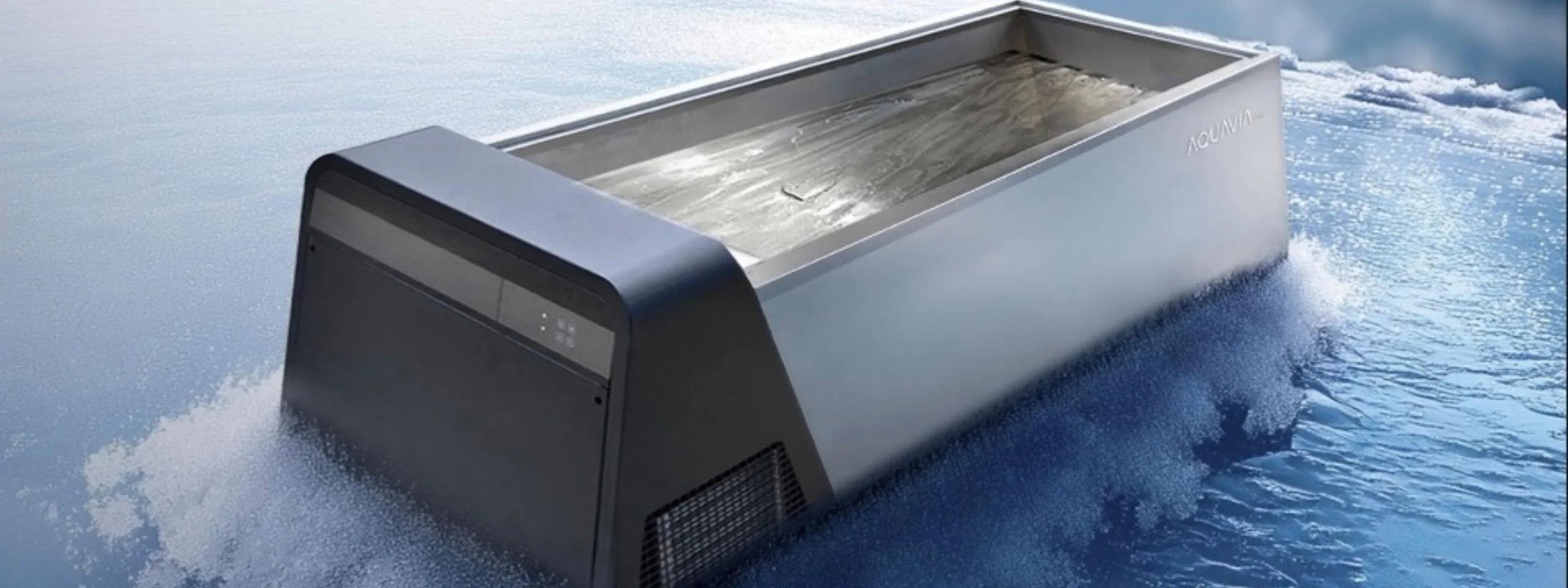 Moderne Eiswanne aus Edelstahl, rechteckig, für Outdoor Wellness und Spa-Anwendungen