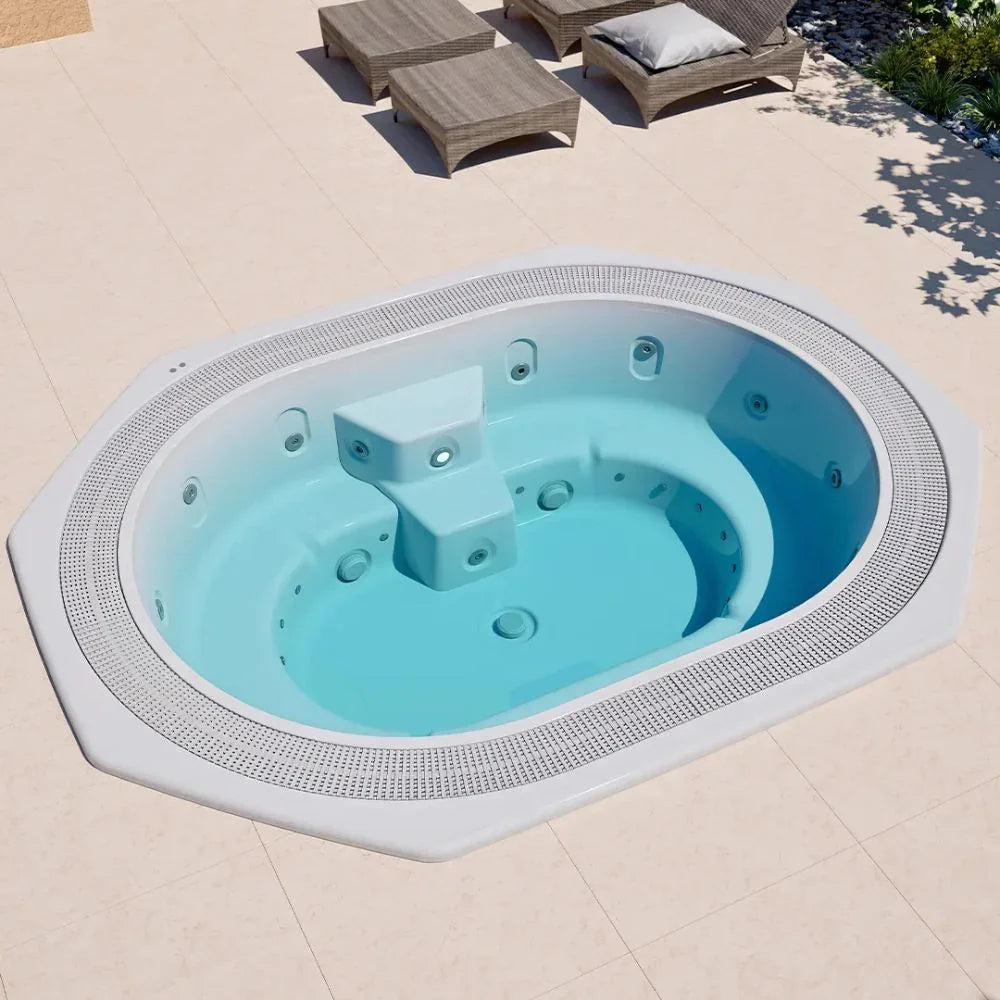 Luxuriöser Outdoor Whirlpool auf moderner Terrasse, Design für Wellness und Garten