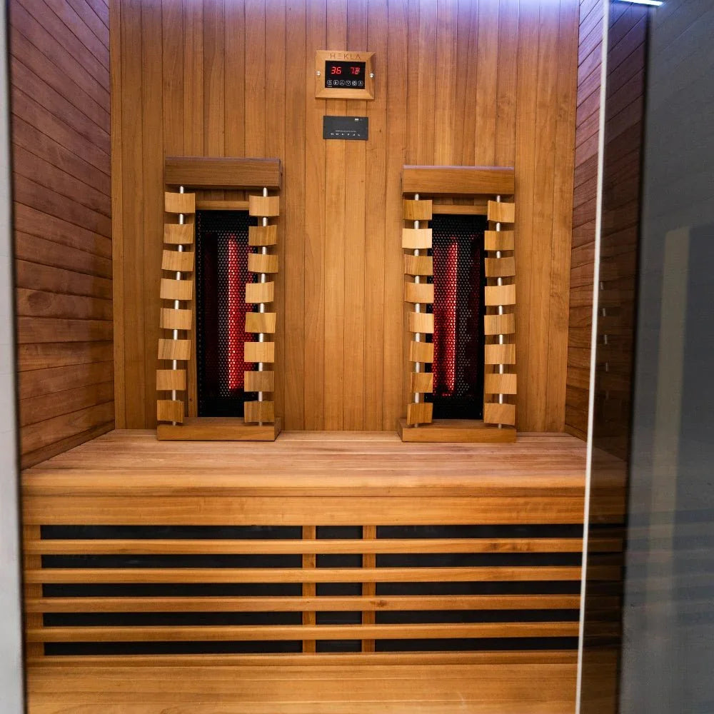 Hochwertige Infrarot Sauna Hekla für 2 Personen aus Holz, modernes Design, Wellness-Oase