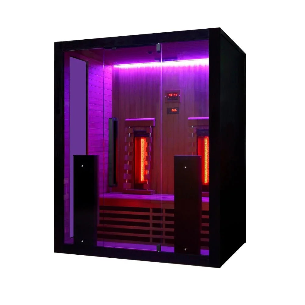 Moderne Infrarot Sauna für 2 Personen, hochwertiges Holzdesign, Wellness-Oase Garten oder Terrasse
