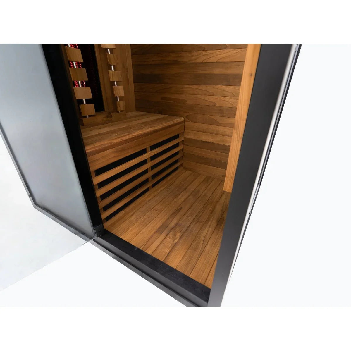 Moderne Infrarotsauna für 1 Person aus edlem Holz, geeignet für Garten oder Terrasse, Wellness-Design