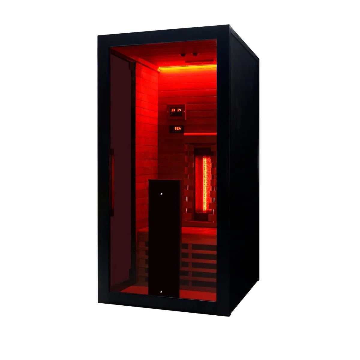 Moderne Infrarot Sauna für 1 Person, hochwertiges Design, schwarz, ideal für Garten oder Terrasse