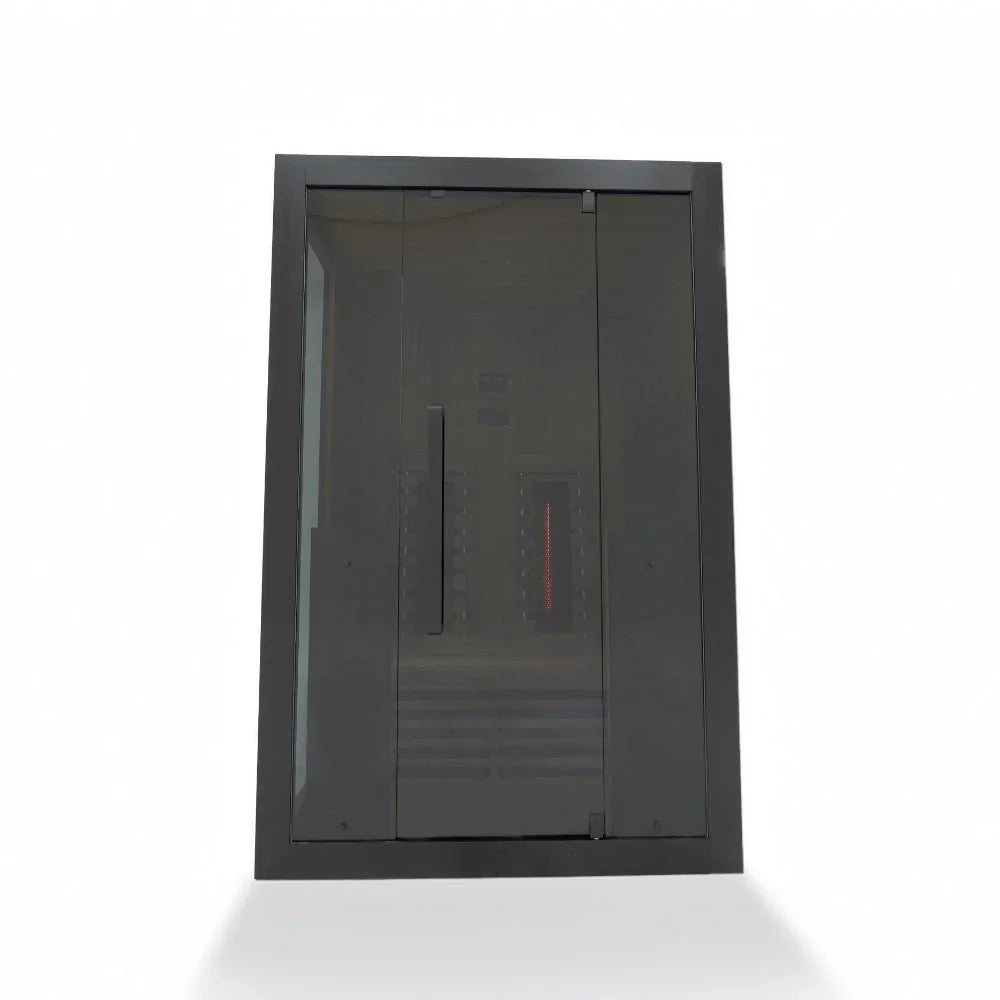 Moderne Infrarot Sauna für 2 Personen, schwarz, Glasfront, hochwertig für Garten und Wellness