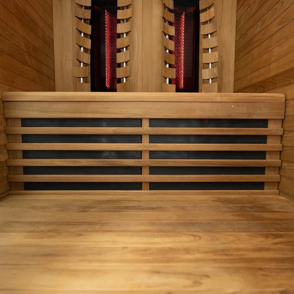 Hochwertige Infrarot Sauna für 2 Personen aus Holz, modernes Wellness-Design für Garten oder Terrasse