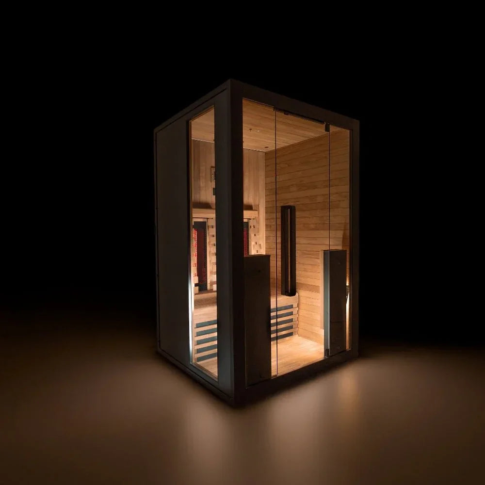 Hochwertige Infrarot-Sauna für 2 Personen, modernes Design, Glasfront, Wellness Outdoor