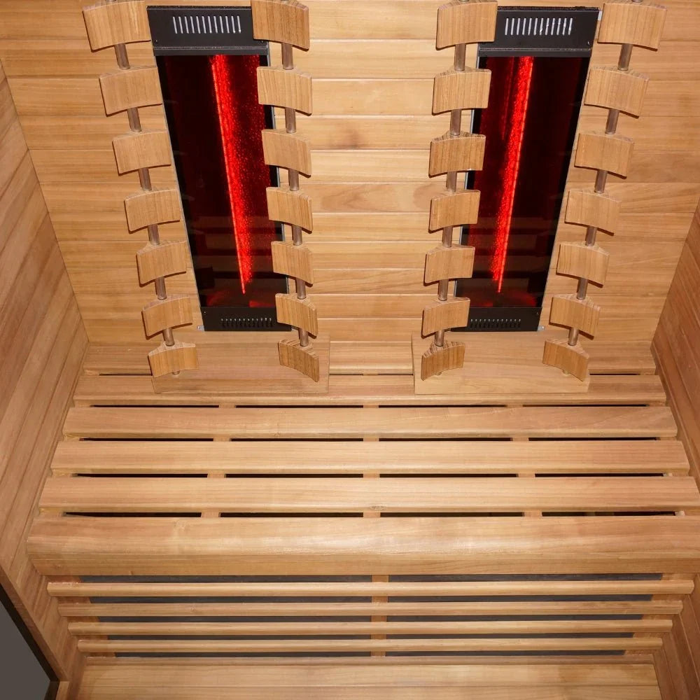 Hochwertige Infrarot Sauna für 2 Personen mit Holzbank, modernes Wellness-Design für Garten oder Terrasse