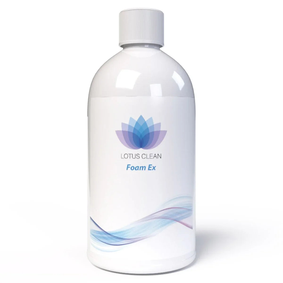 Lotus Clean Foam Ex Pflegemittel für Whirlpool, SwimSpa oder Sauna in weißer Flasche auf neutralem Hintergrund