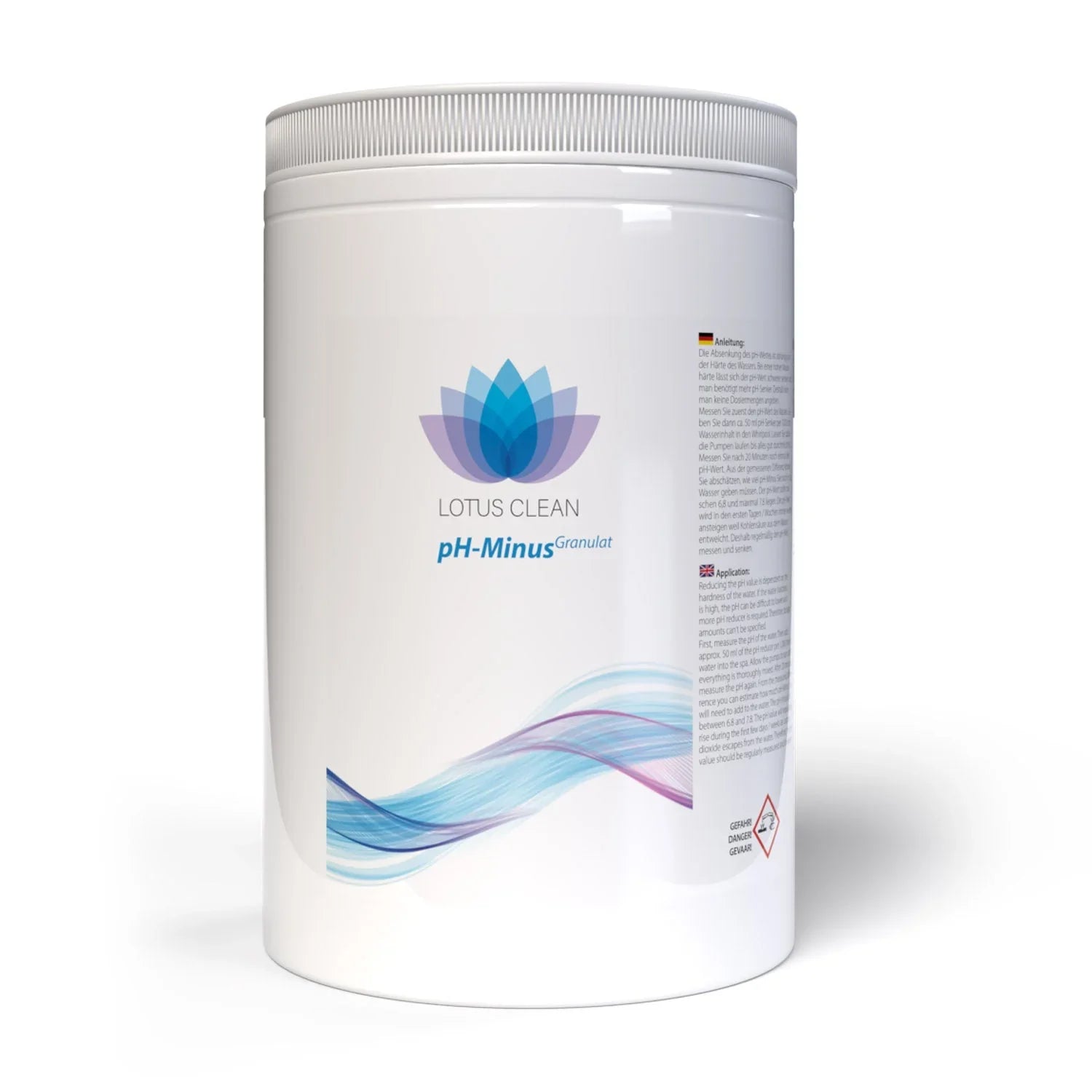 Lotus Clean pH-Minus Granulat für Whirlpools und SwimSpa, weißer Behälter, Wasserpflege
