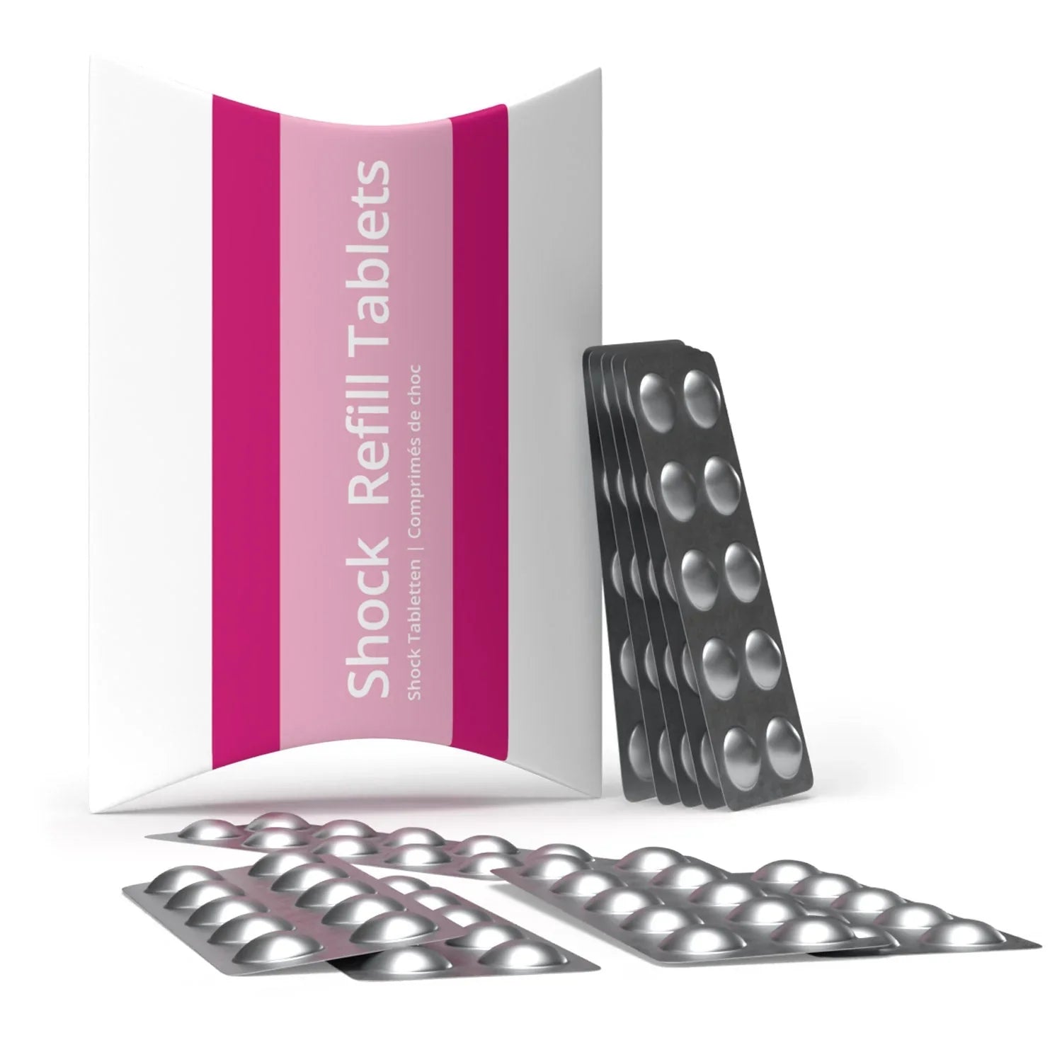 Refill Shock Tabletten für Whirlpool oder SwimSpa, Packung und Blister, geeignet für Outdoor Wellness