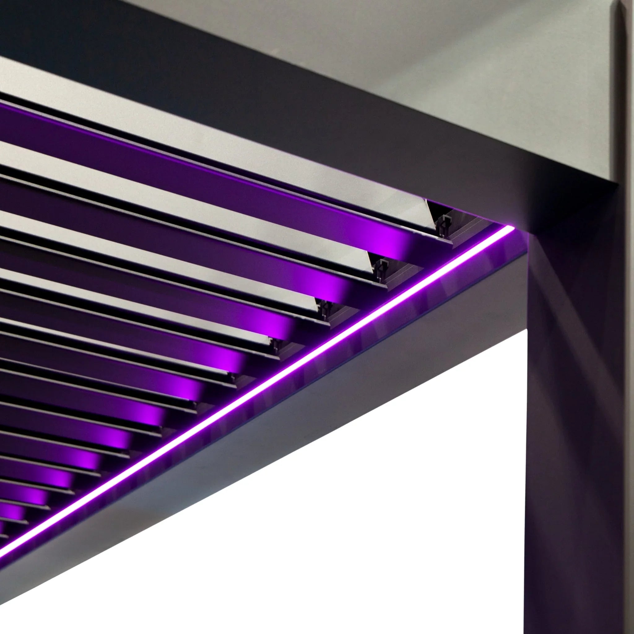 Moderne bioklimatische Aluminium-Pergola mit LED-Beleuchtung für Garten oder Terrasse