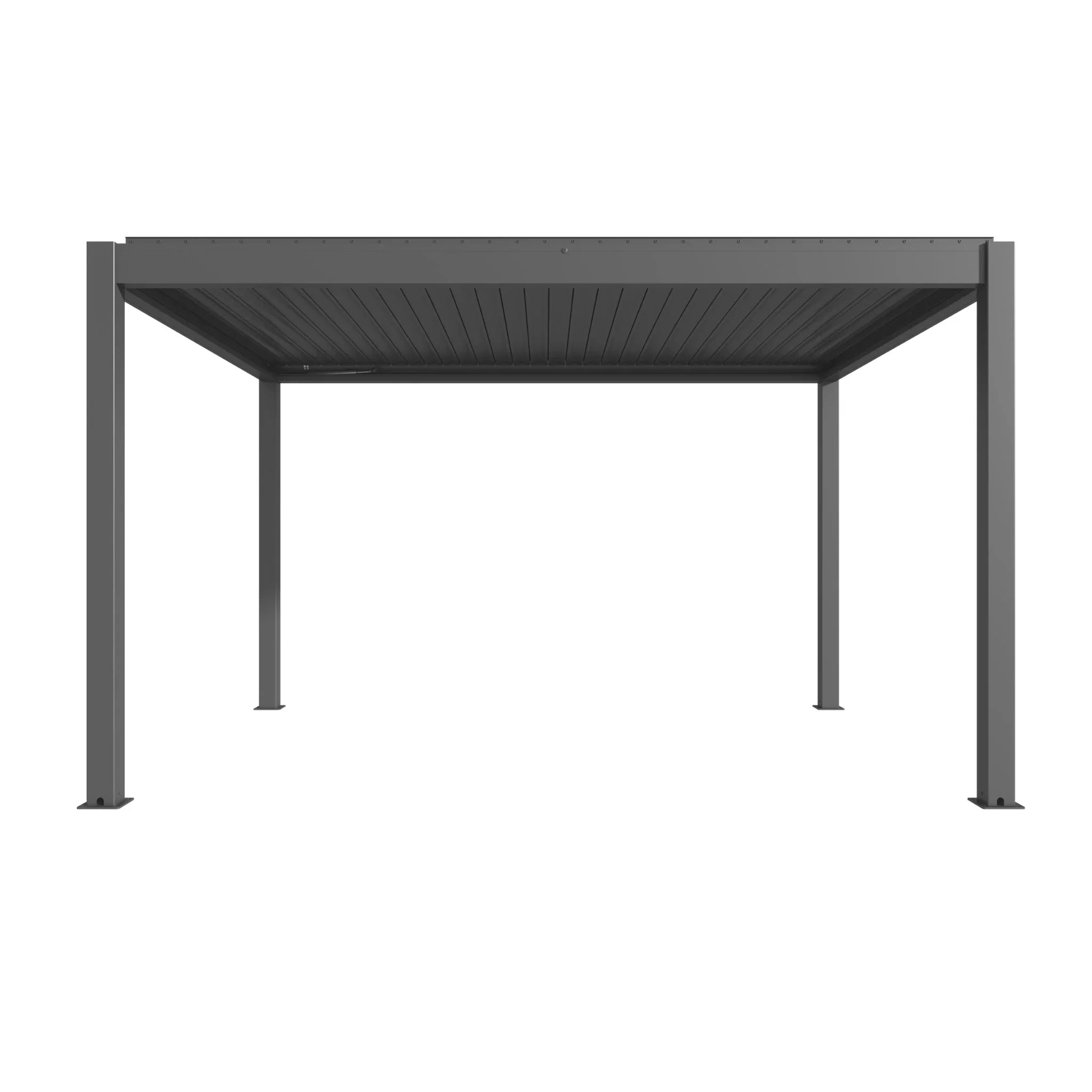 Bioklimatische Aluminium-Pergola Higold Motionflex 600 in Anthrazit für Garten oder Terrasse, modernes Outdoor-Design