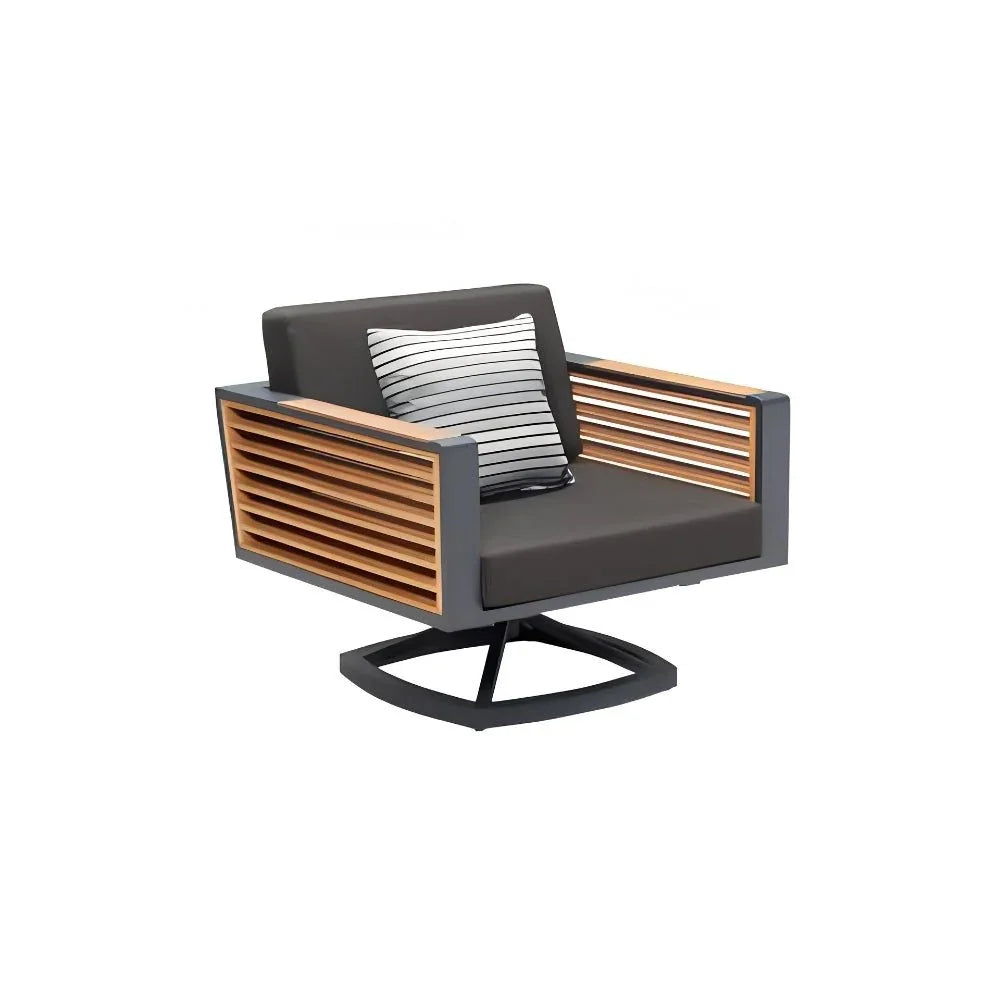 Luxus Gartensessel mit Holz- und Aluminium-Design, perfekt für Terrasse oder Wellnessbereich