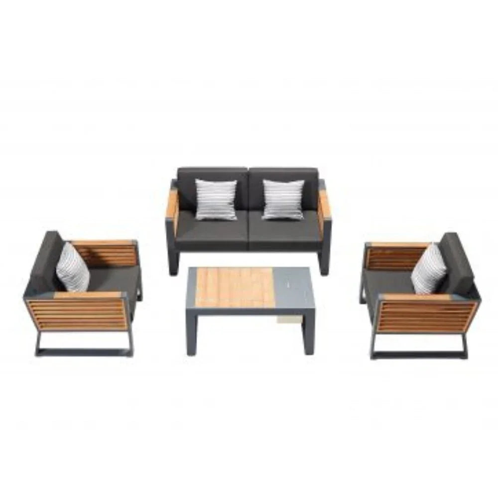 Higold Gartenmöbel-Set aus Aluminium und Holz, modernes Design, anthrazit, ideal für Terrasse