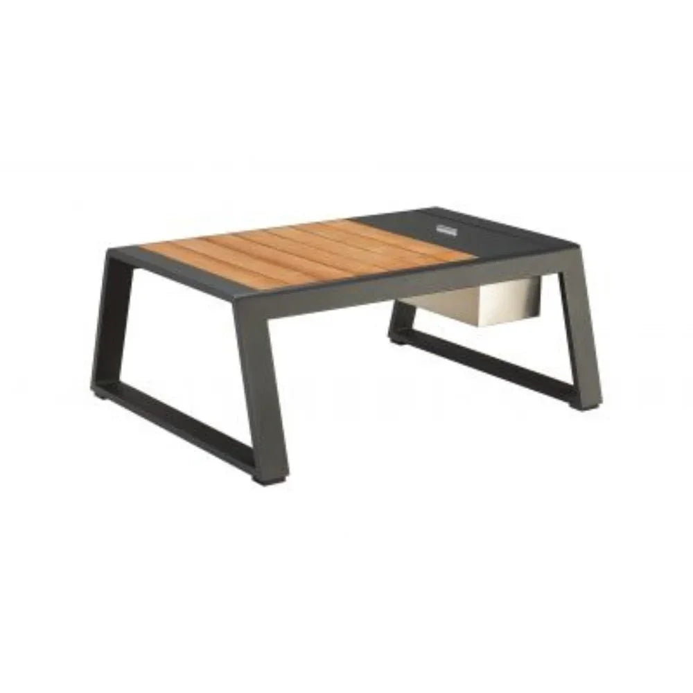 Moderner Higold Gartentisch in Holzoptik mit Aluminiumrahmen, ideal für Terrasse oder Outdoor Wellnessbereich
