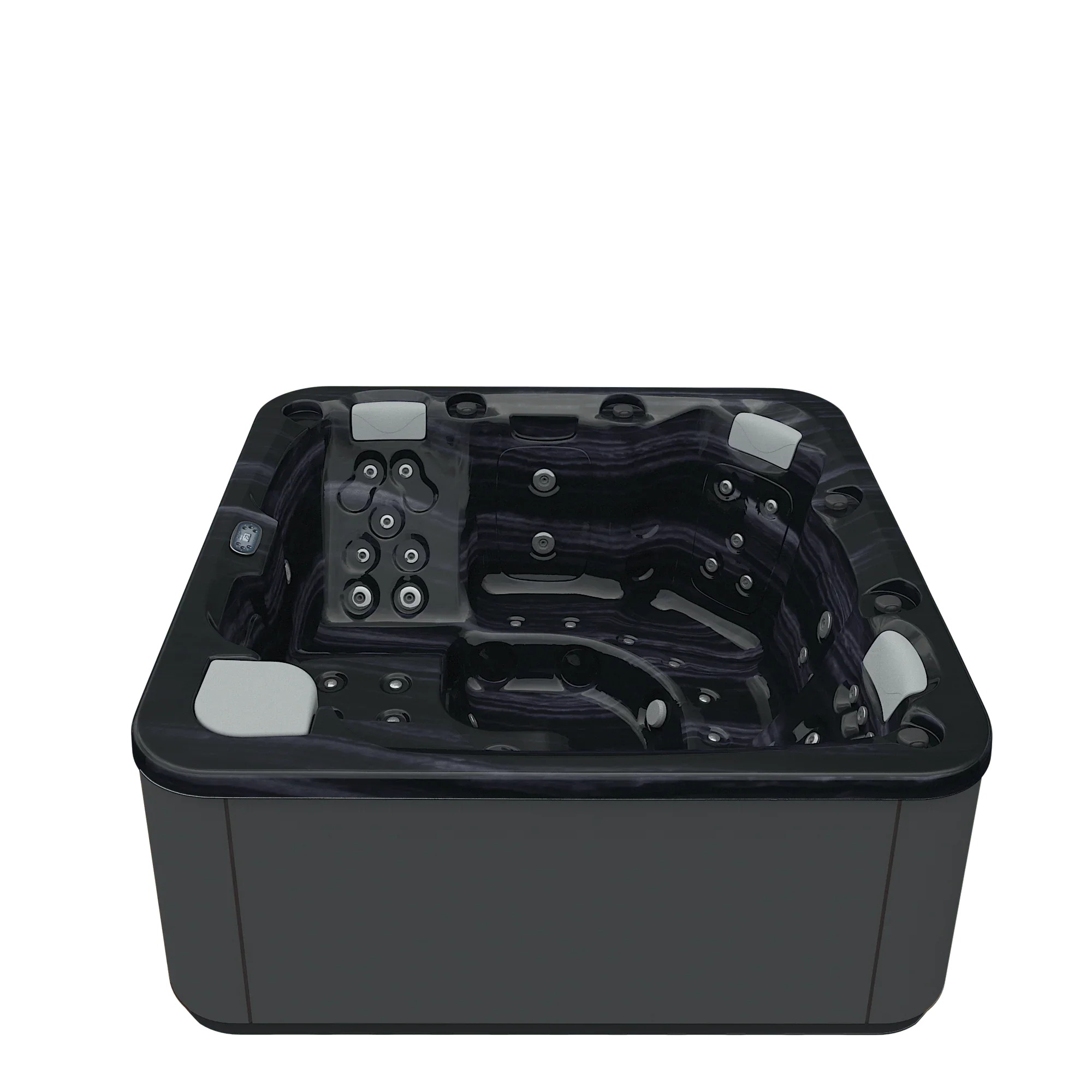 Hochwertiger Outdoor Whirlpool in Schwarz für Garten oder Terrasse, modernes Design, Wellness