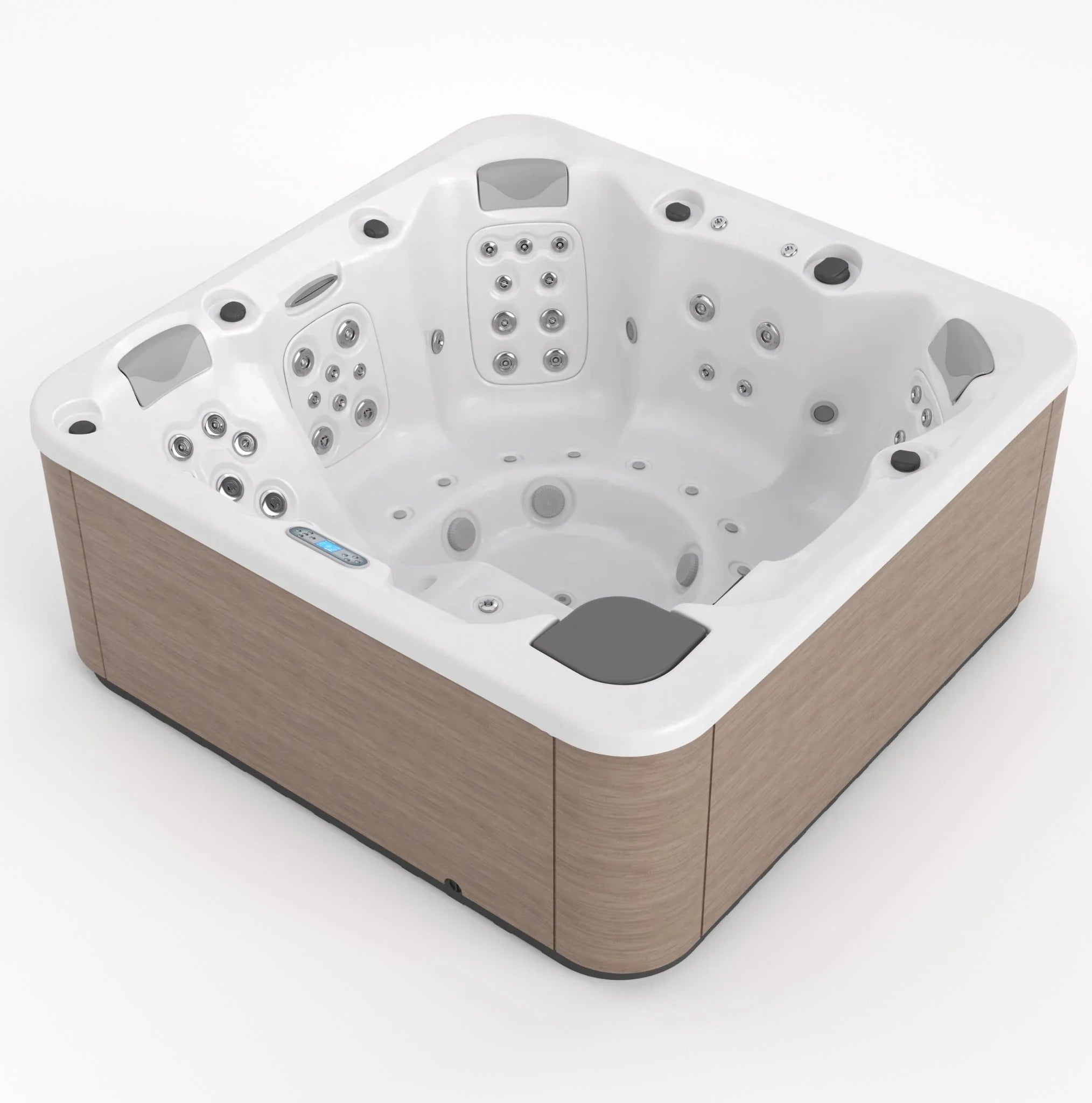 Hochwertiger Outdoor Whirlpool mit Holzdekor, modernes Design, ideal für Garten oder Terrasse