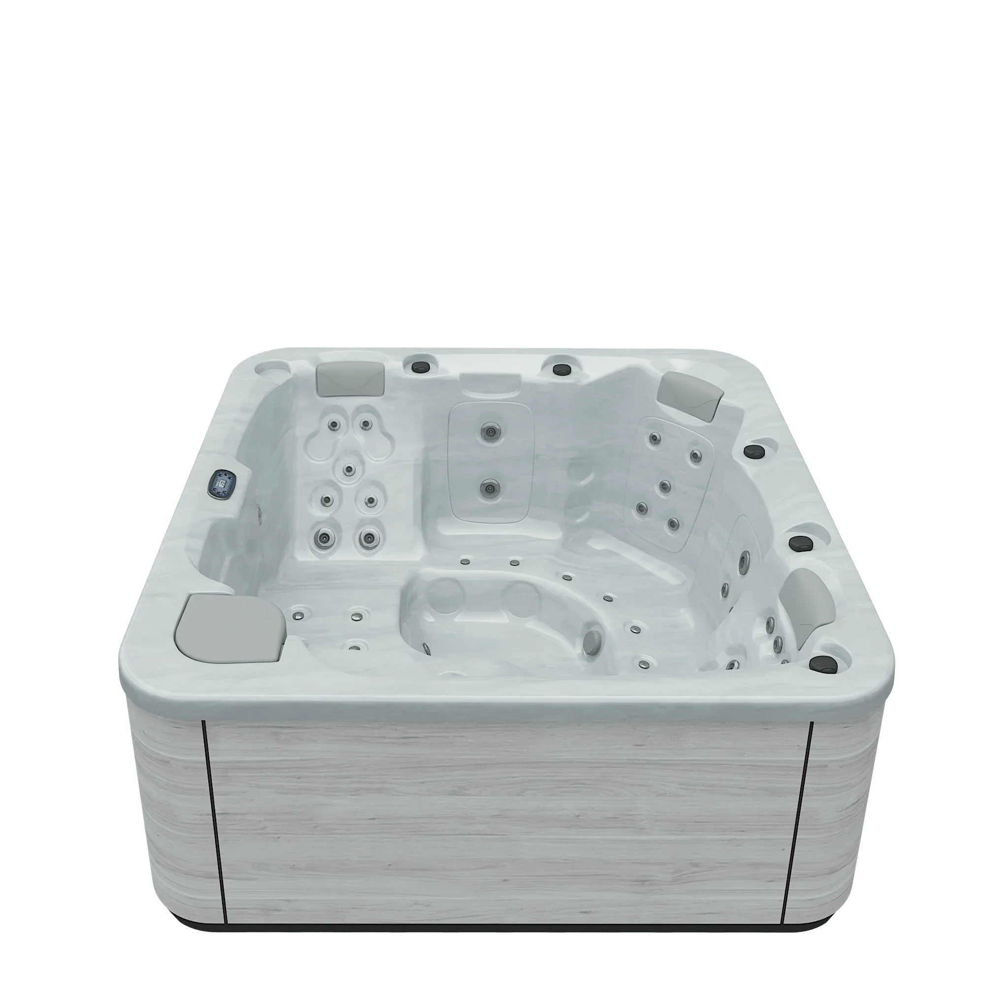 Hochwertiger Outdoor Whirlpool aus weißem Acryl, modernes Design, Wellness für Garten oder Terrasse