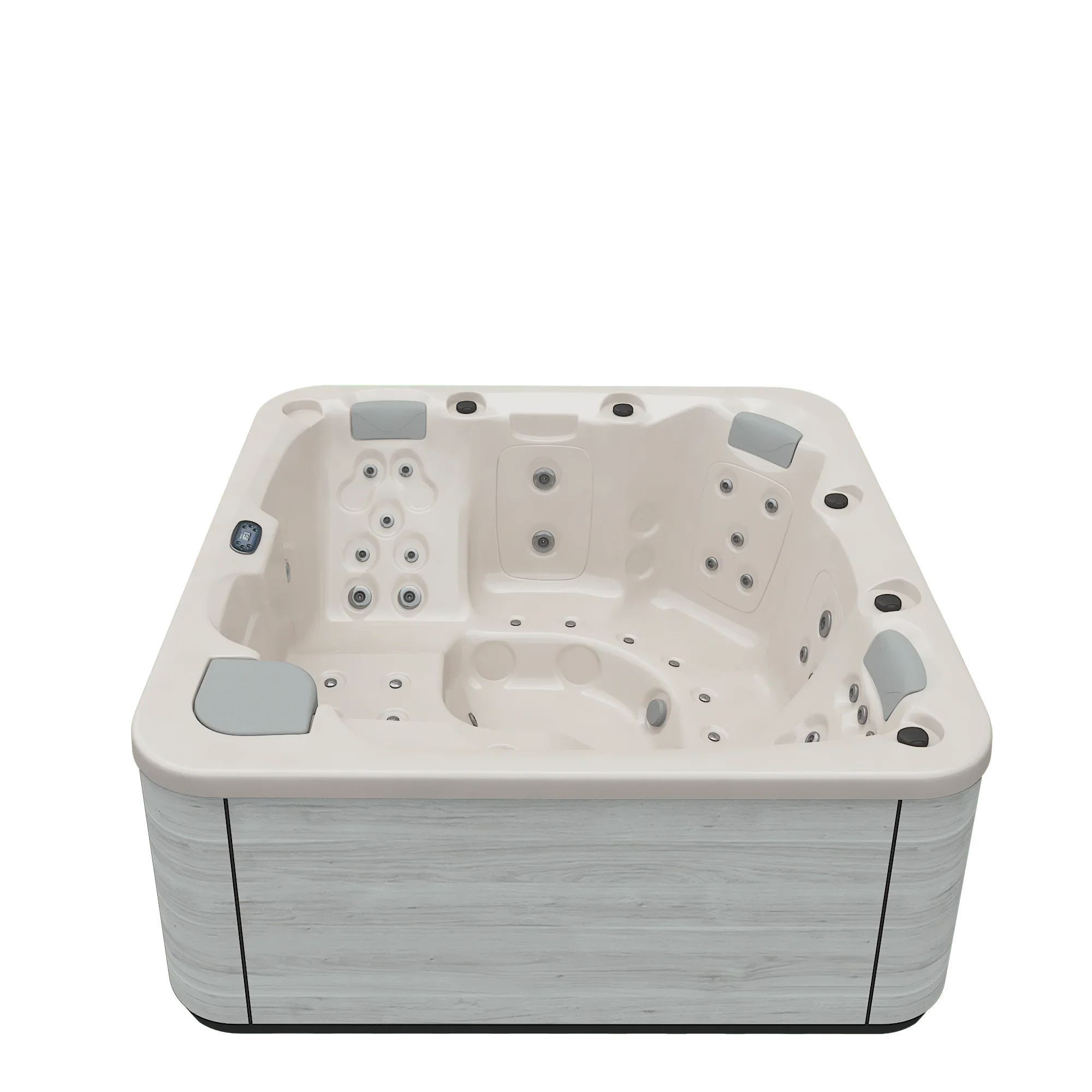 Hochwertiger Outdoor Whirlpool für Garten oder Terrasse, modernes Design, weiß-grau, Wellness
