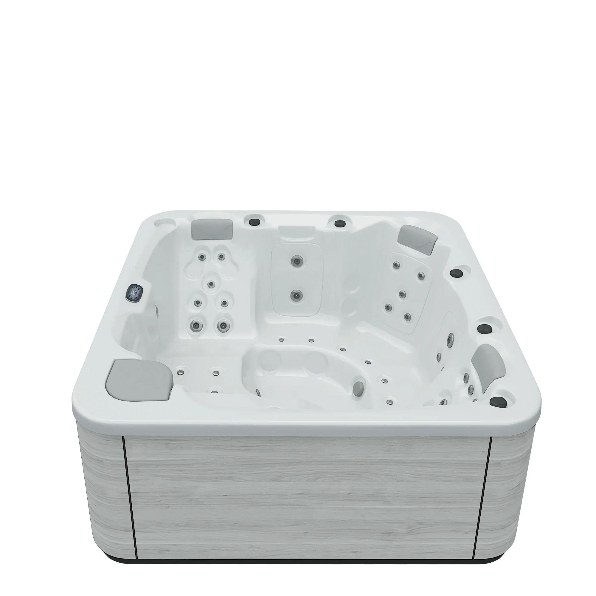 Hochwertiger Outdoor Whirlpool für Garten oder Terrasse, modernes Design, weißes Acryl, Massagedüsen