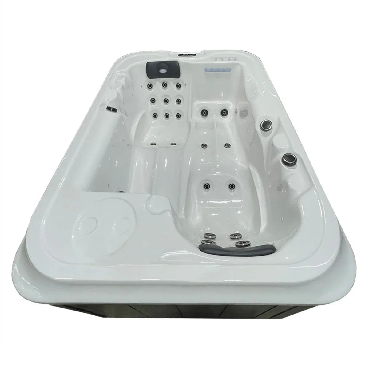 Weißer Outdoor Whirlpool PureLine Balance 22 mit Massagedüsen, modernes Design, für Garten und Terrasse