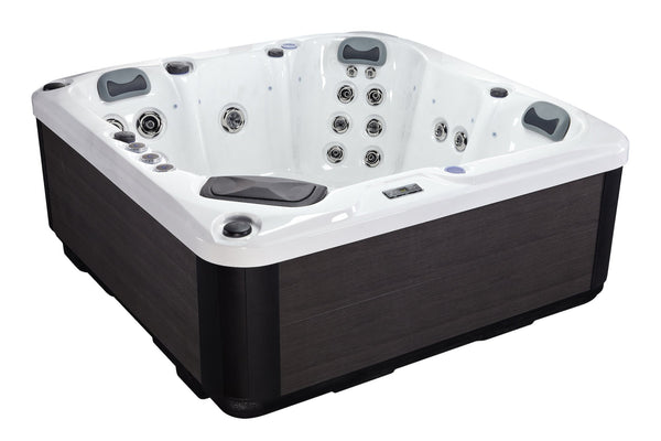 Outdoor Whirlpool PureLine Balance 25 mit 7 Sitzen, 25 Massagedüsen und moderner LED-Beleuchtung für Garten und Wellness Zuhause.