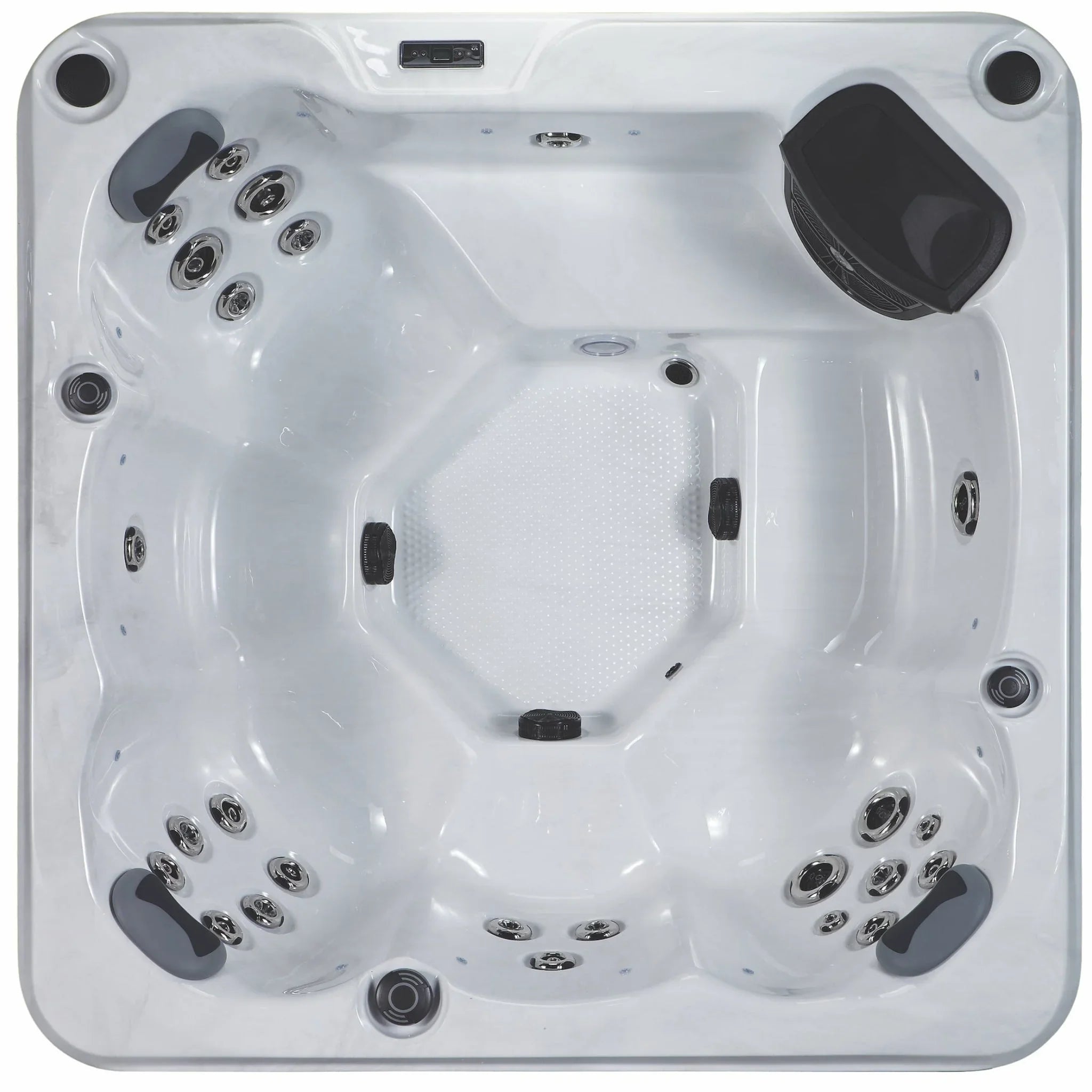 Hochwertiger Outdoor Whirlpool Pureline Balance 25, modernes Design, weiße Acryl-Oberfläche