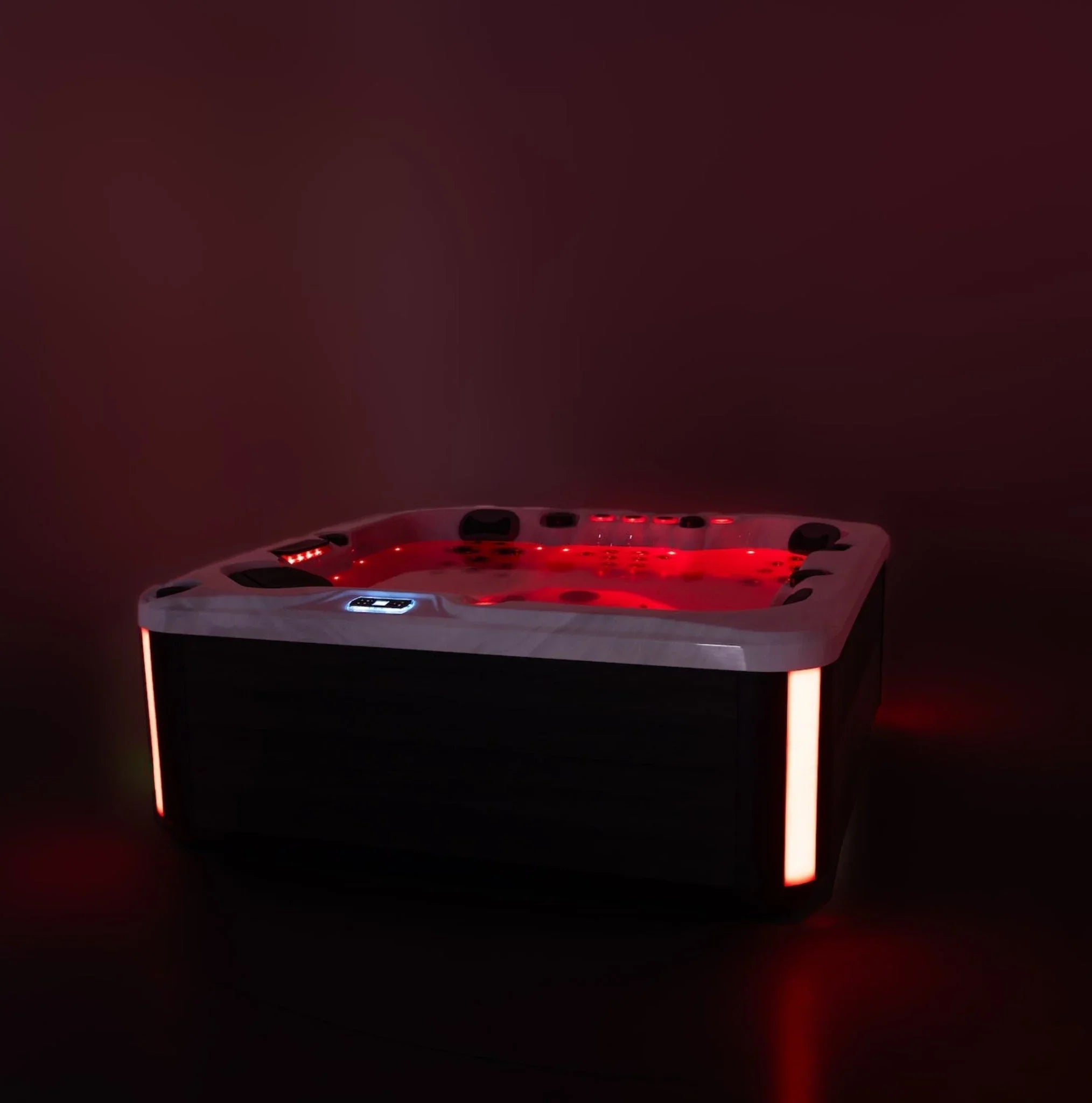 Moderner Outdoor Whirlpool mit LED-Beleuchtung, luxuriöses Design für Wellness im Garten