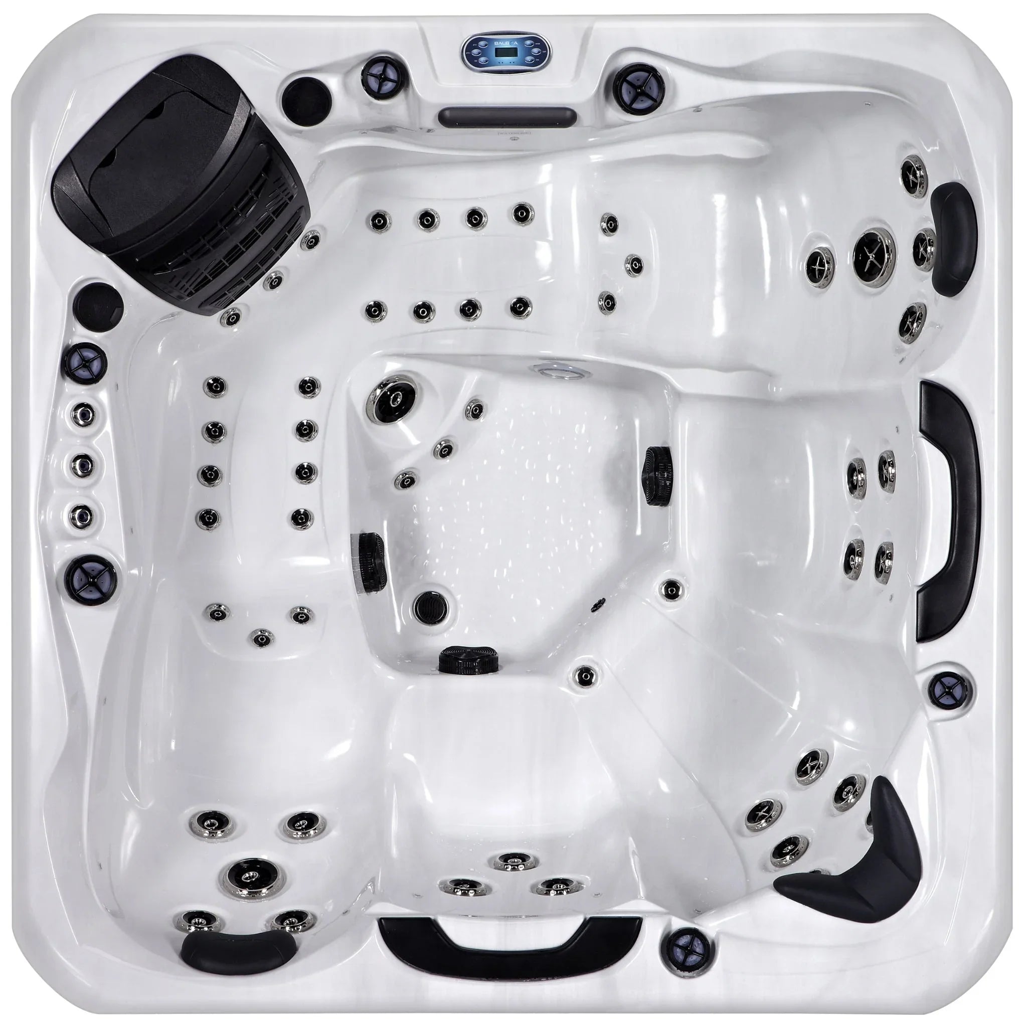Outdoor Whirlpool Modell Rhodes Serenity von New Wave, modernes Design, weiße Acryl-Oberfläche