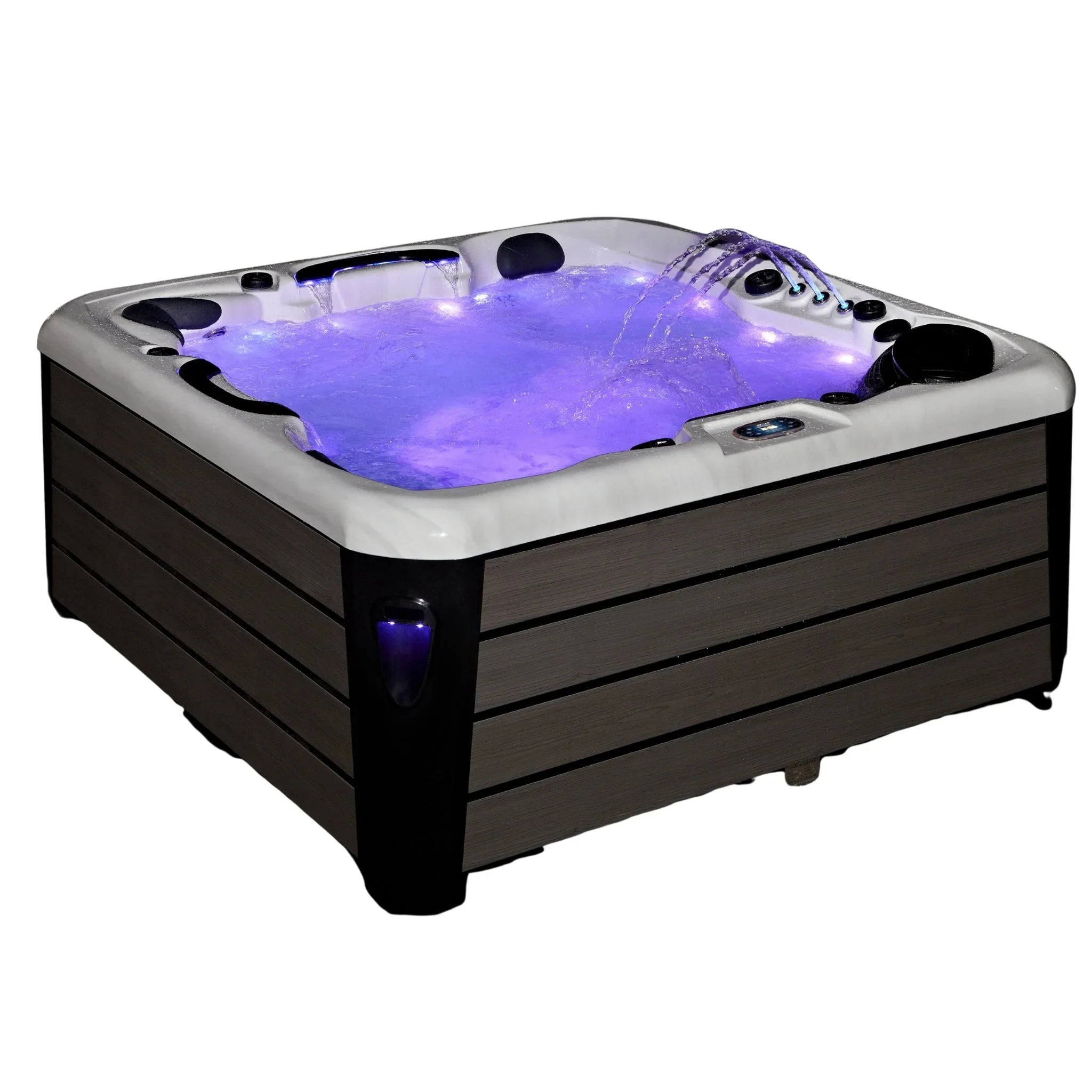 Outdoor Whirlpool Modell Rhodes von New Wave mit LED-Beleuchtung, modernes Design, Garten-Wellness