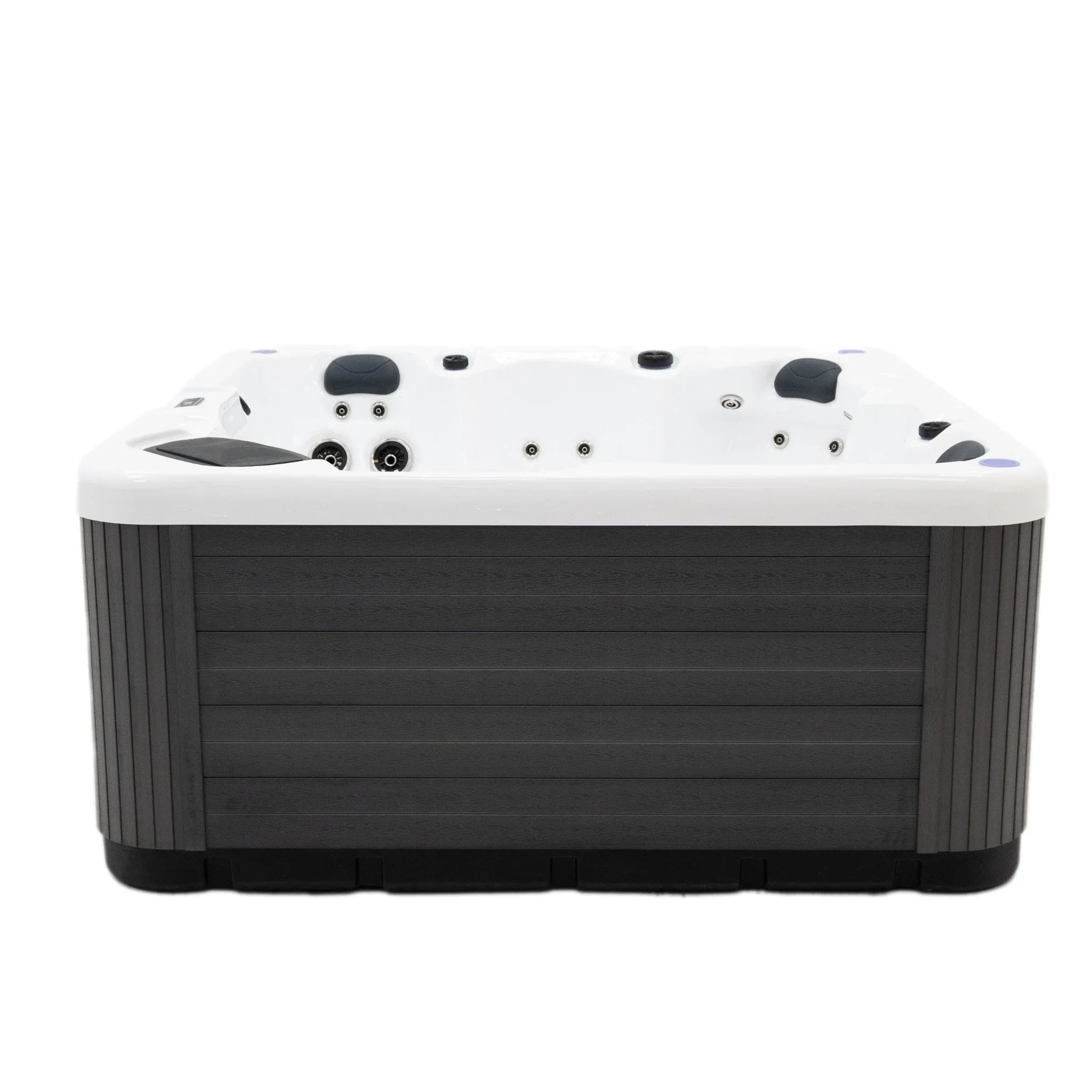 Moderner Outdoor Whirlpool Trident Serenity von New Wave, rechteckig, grau-weiß, für Garten oder Terrasse