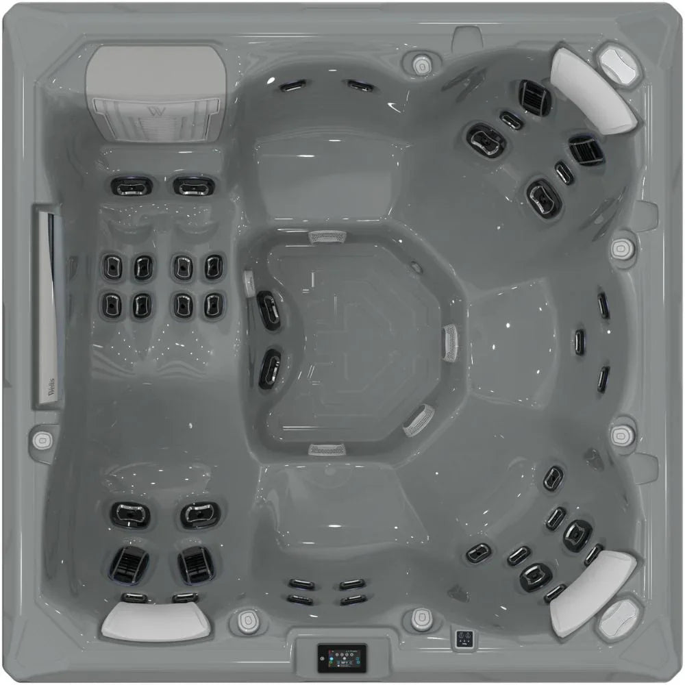 Wellis Outdoor Whirlpool Atlas Life in Grau, modernes Design mit Massage-Düsen und Kopfstützen