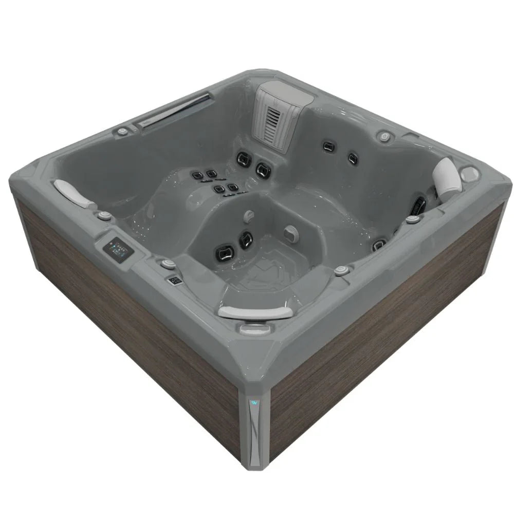 Wellis Outdoor Whirlpool Atlas Life, modernes Design mit grauer Acrylwanne und Holzoptik-Verkleidung