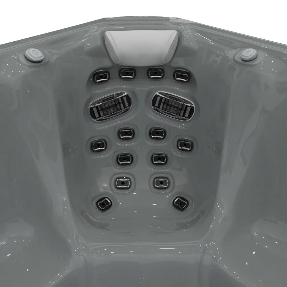 Wellis Outdoor Whirlpool Detailansicht, ergonomischer Sitz mit Massagedüsen, grau