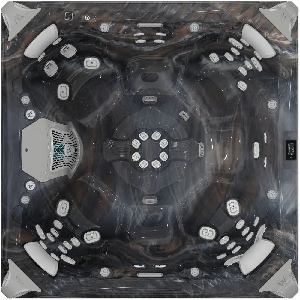 Wellis Whirlpool Elbrus Life mit luxuriösem Design, zahlreiche Düsen, schwarz-grau, Outdoor geeignet