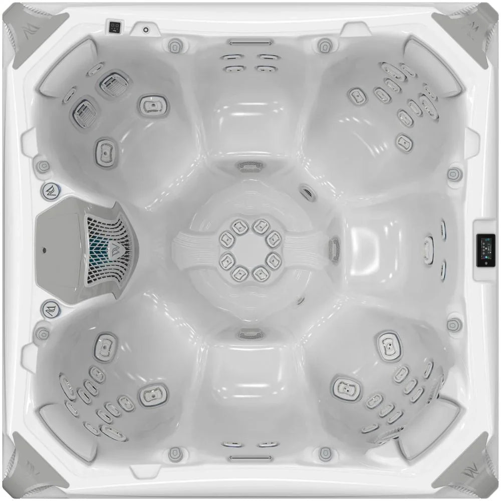 Wellis Elbrus Life Outdoor Whirlpool in modernem Design, weiße Acrylwanne mit ergonomischen Sitzen und Massagedüsen
