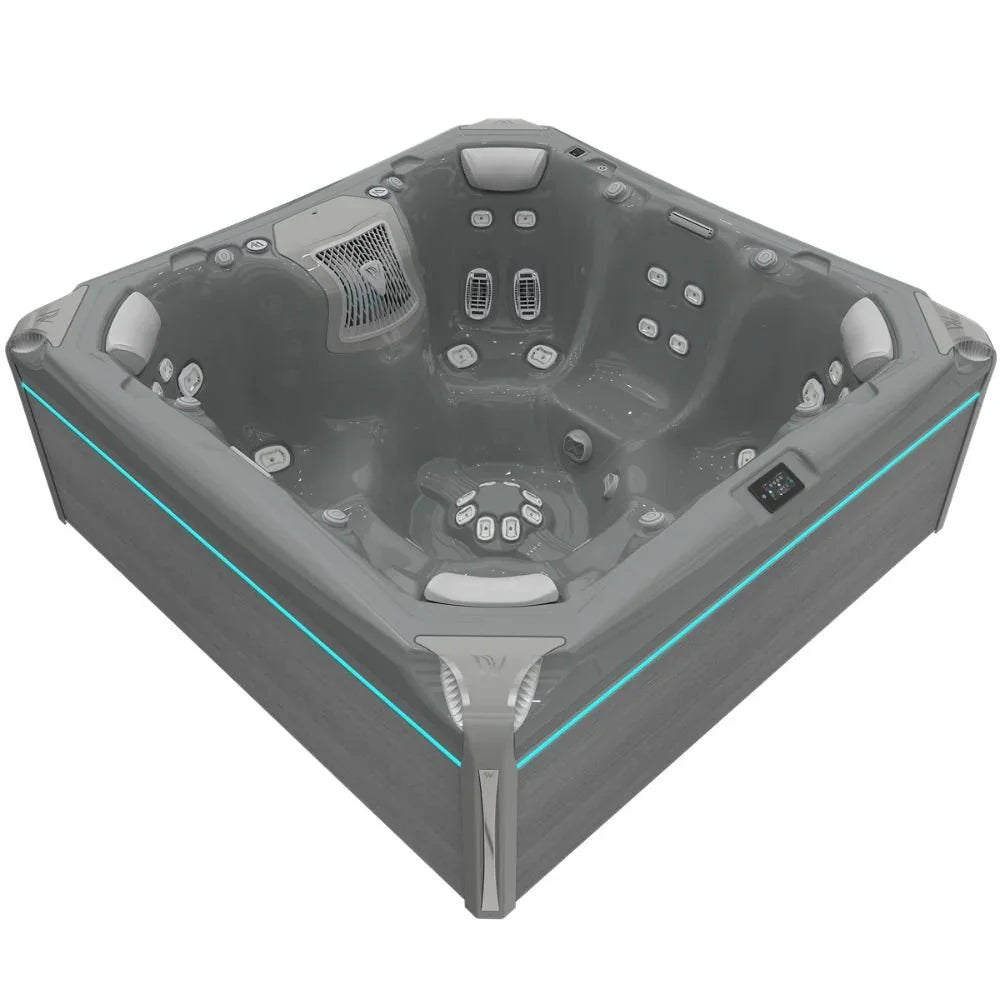 Wellis Elbrus Life Outdoor Whirlpool in Grau mit LED-Beleuchtung, modernes Design