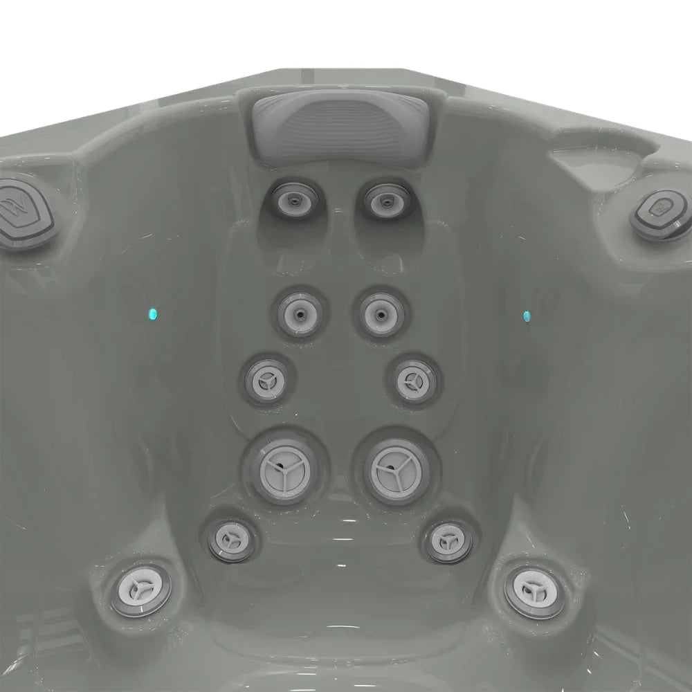 Detailansicht Wellis Whirlpool Massagedüsen, hochwertiges graues Acryl, modernes Design