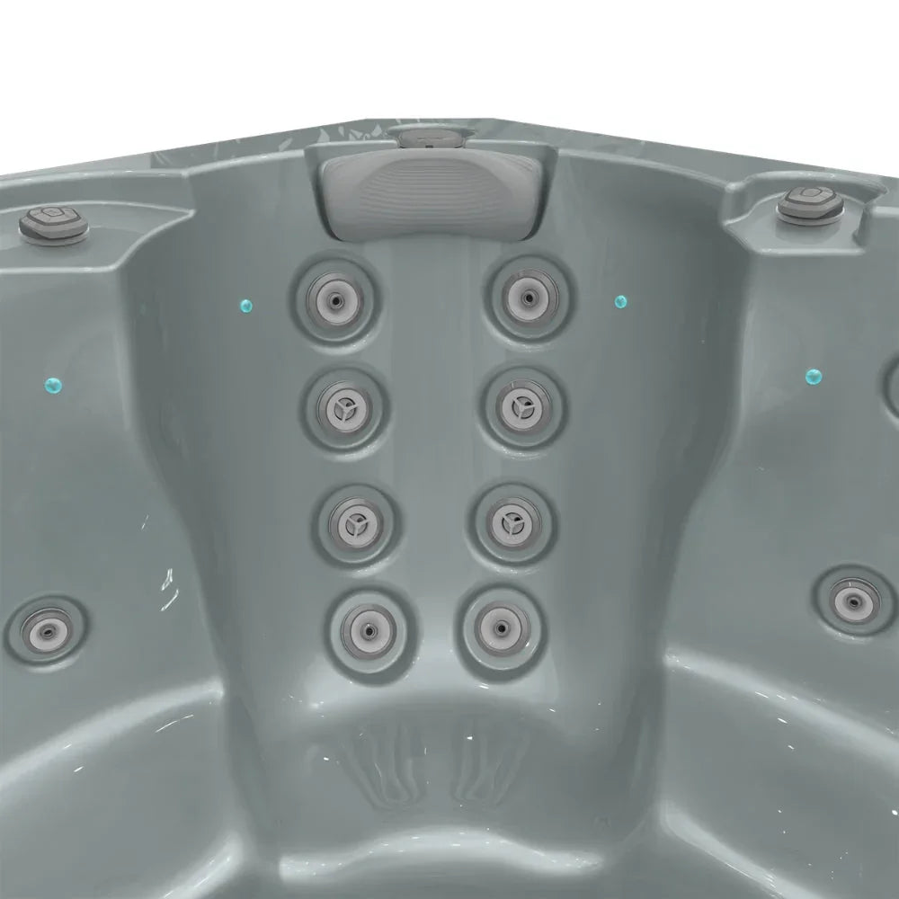 Detailansicht Whirlpool-Sitzfläche mit Massagedüsen, hochwertiges Design, Outdoor Wellness