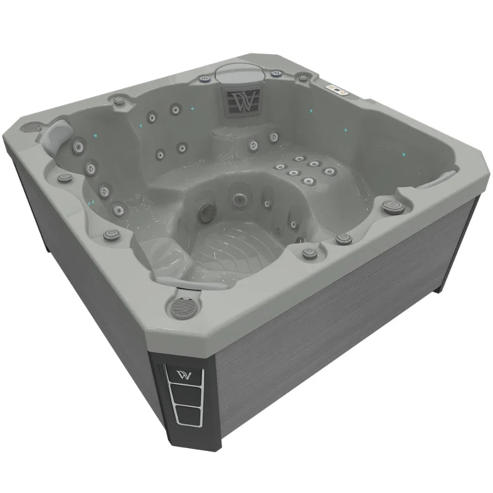 Wellis Outdoor Whirlpool, modernes Design, graue Acryloberfläche, Garten oder Terrasse