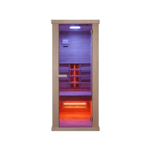 Hochwertige Infrarotkabine Sunwave One aus Hemlock für Wellness, Garten oder Terrasse, Sauna