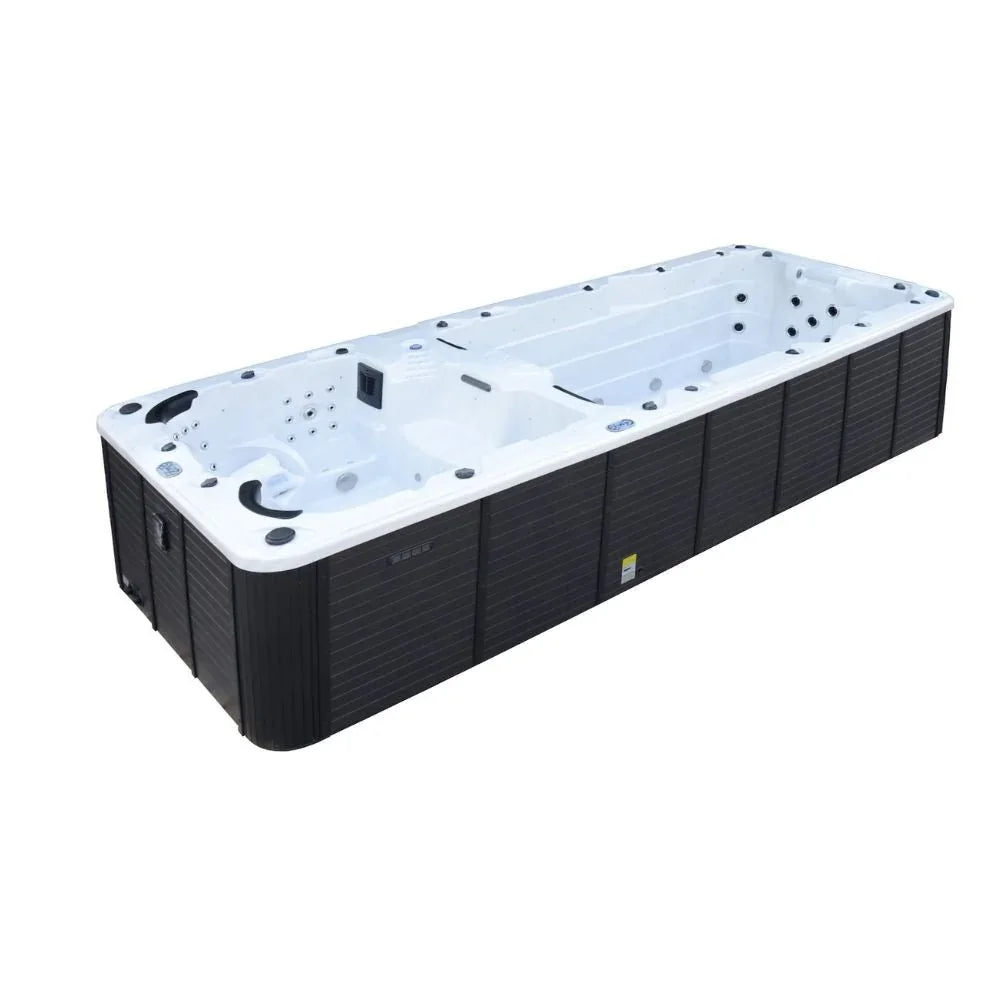 SwimSpa New Wave Elite Pro 590, Outdoor Whirlpool in Schwarz-Weiß, modernes Design