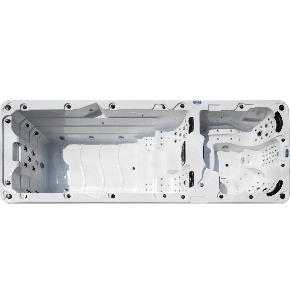 SwimSpa New Wave Elite Pro 590, hochwertiger weißer Outdoor Whirlpool mit mehreren Sitz- und Liegeflächen