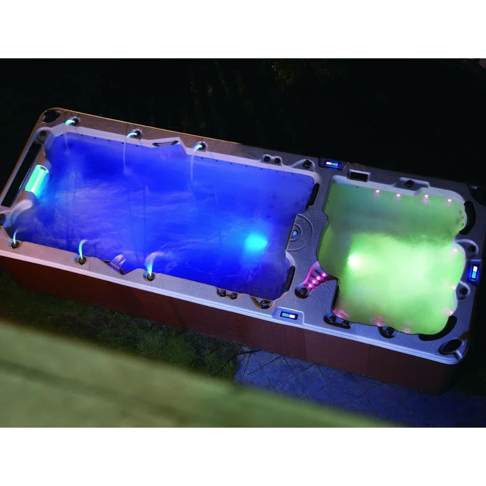 SwimSpa New Wave Elite Pro 590 mit LED-Beleuchtung, luxuriöser Outdoor Whirlpool für Garten