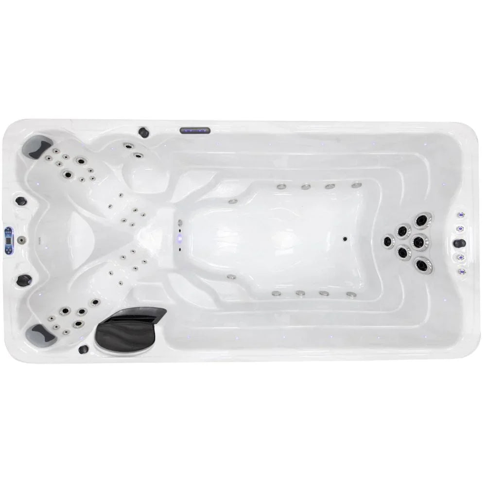 SwimSpa Hydro XL 430 in Weiß, modernes Design, großzügiger Outdoor Whirlpool mit Massagedüsen