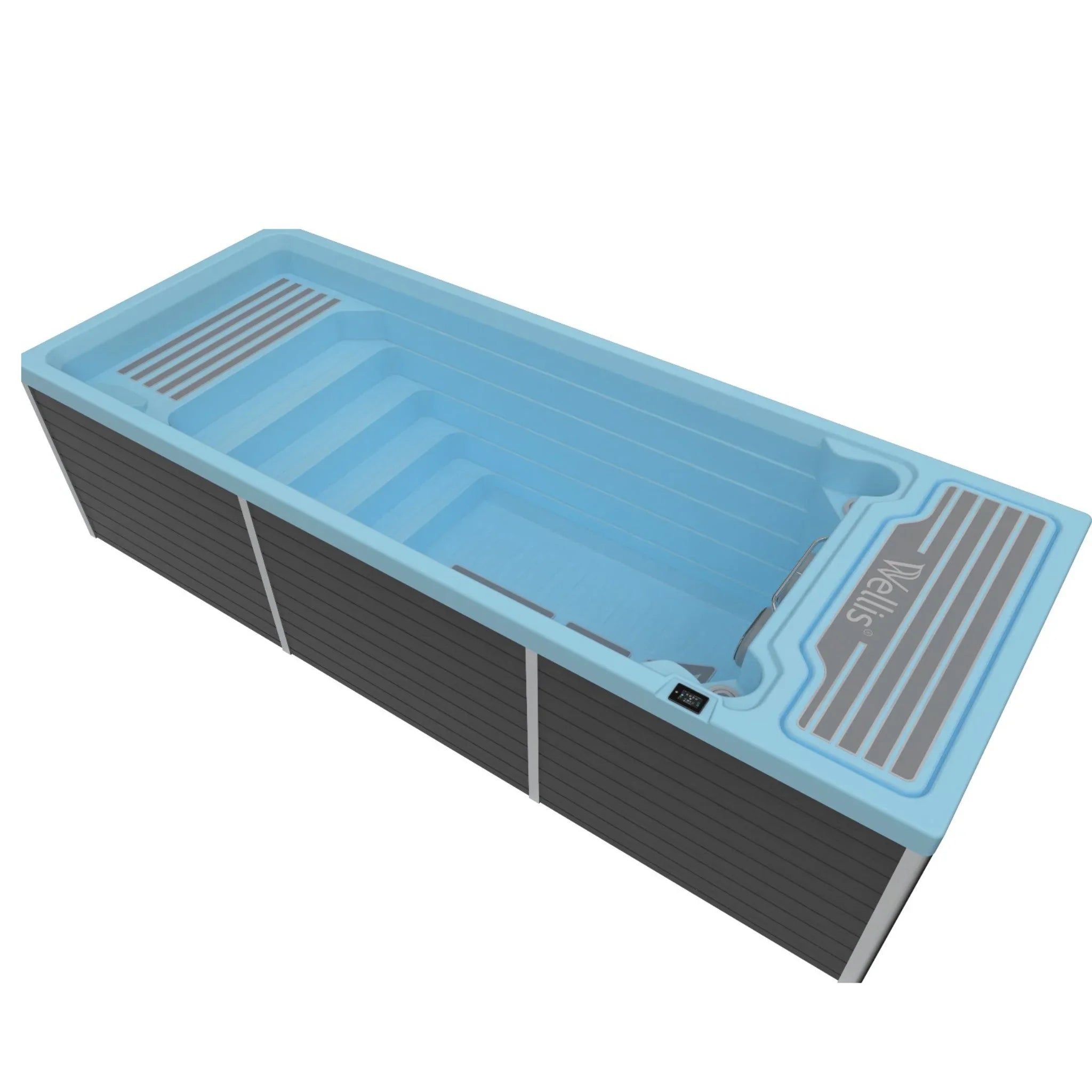 Wellis SwimSpa Beach Club Deluxe, moderner Outdoor Whirlpool in Grau-Blau, für Garten