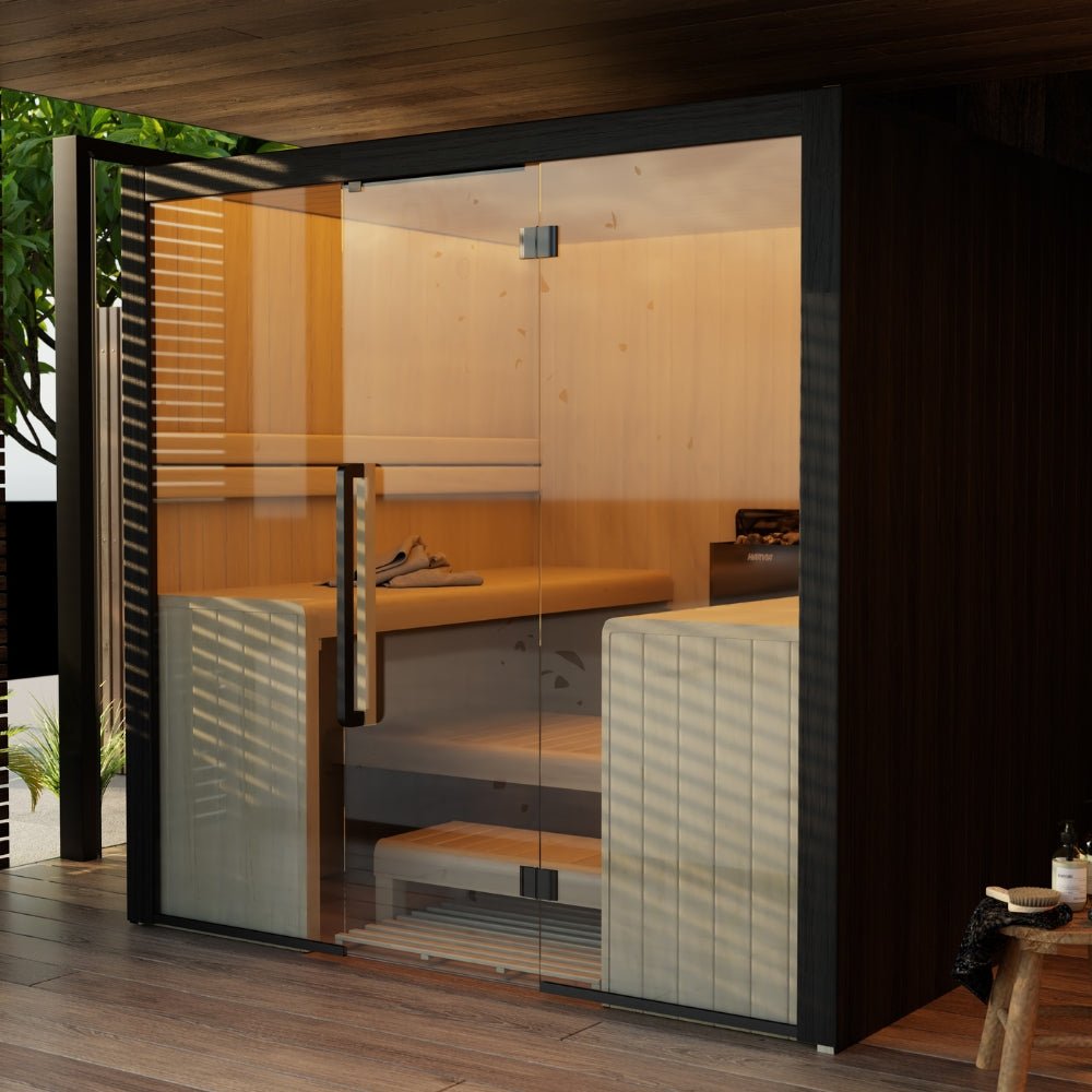 Traditionelle Finnish Sauna Hekla 220 Indoor für 6 Personen – hochwertiger für Garten & Terrasse – New Wave Spa & Wellness