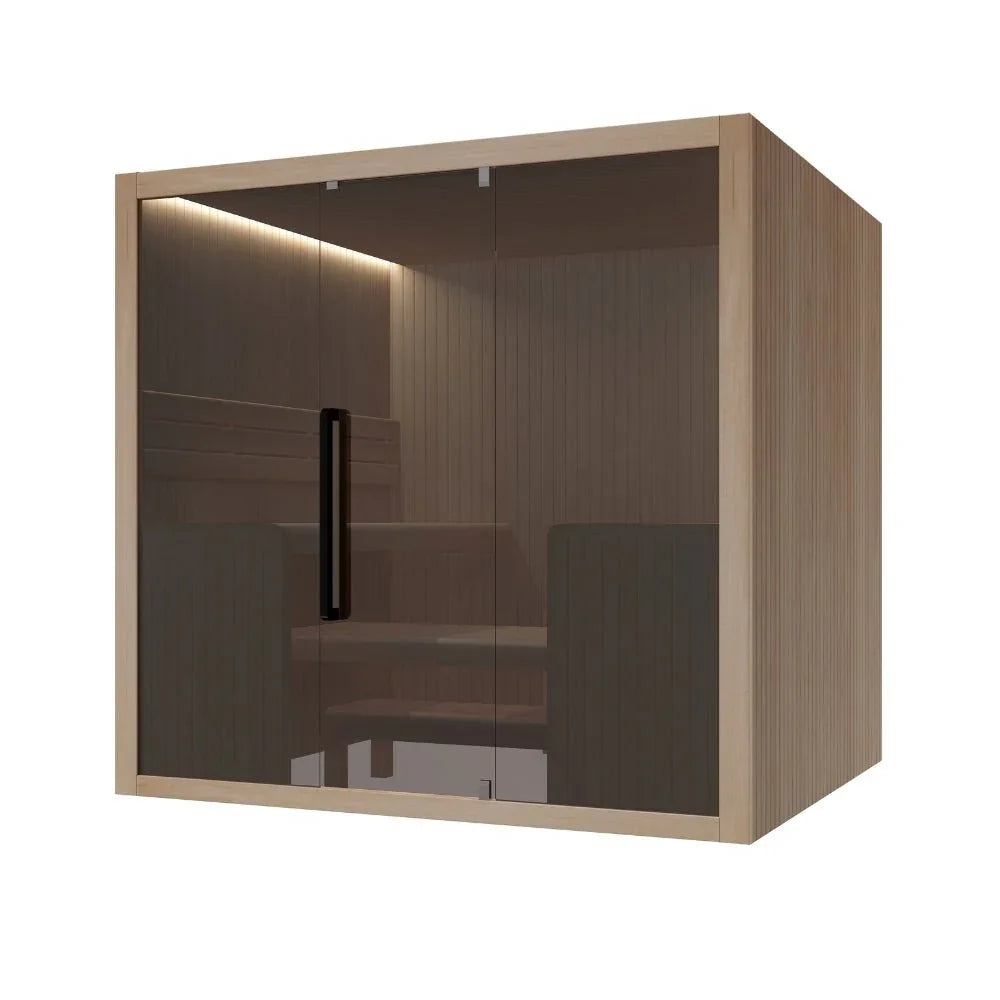 Moderne Indoor Sauna für 6 Personen, Holzdesign, Glastür, hochwertig für Wellness-Bereich