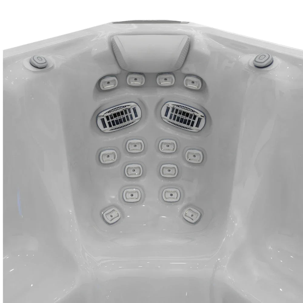 Detailansicht Wellis Whirlpool Massagedüsen, modernes Design, hochwertige Acryl-Oberfläche