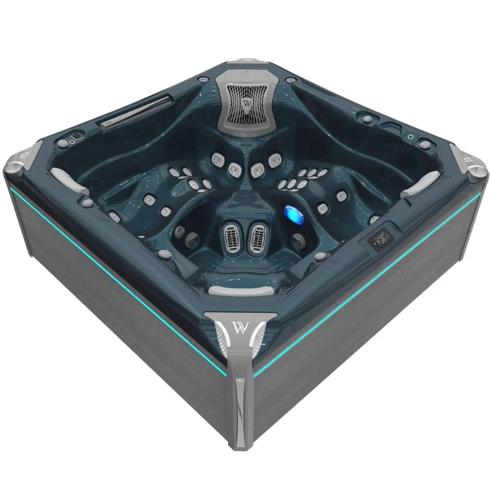 Wellis Everest Life Outdoor Whirlpool, modernes Design, grau-blau, für Garten oder Terrasse