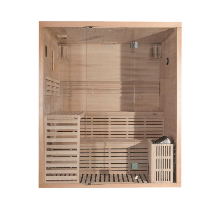 Wellis Serenis Finnische Sauna für 4 Personen – hochwertiger für Garten & Terrasse – New Wave Spa & Wellness